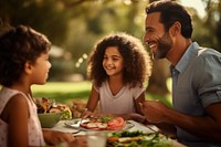 Hispanic family laughing picnic adult. AI generated Image by rawpixel.