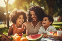 Latina family laughing child adult. AI generated Image by rawpixel.