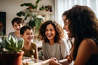 Latina Mexican family laughing talking adult. AI generated Image by rawpixel.