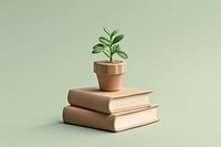 Stack of book with plant leaf intelligence publication. 