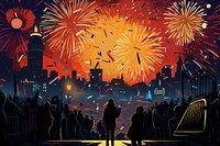 New year fireworks city architecture. AI generated Image by rawpixel.