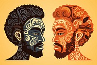 2 male faces drawing art representation. AI generated Image by rawpixel.