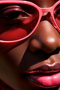 A fat black women wear fashionable pink sunglasses adult accessories accessory. AI generated Image by rawpixel.