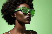 Black woman wear fashionable green sunglasses portrait adult photo. AI generated Image by rawpixel.