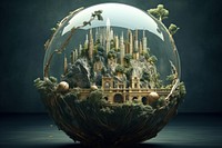 3D art world architecture building sphere. 