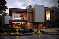 Modern home wood architecture building house. AI generated Image by rawpixel.
