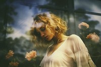 Film photography portrait flower adult. AI generated Image by rawpixel.