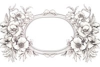 Vintage flower border frame drawing pattern sketch. AI generated Image by rawpixel.