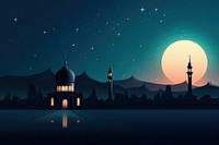 Mosque night architecture astronomy. AI generated Image by rawpixel.