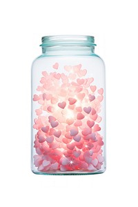 Hearts jar petal white background. AI generated Image by rawpixel.