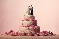 Floral wedding cake dessert bride food. AI generated Image by rawpixel.