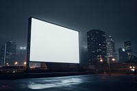 A white billboard screen building light night. AI generated Image by rawpixel.