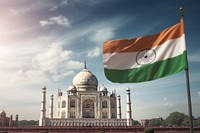Taj mahal flag day architecture. AI generated Image by rawpixel.