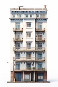 City block apartment architecture building white background. AI generated Image by rawpixel.