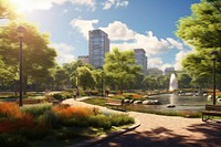 City park architecture landscape outdoors. AI generated Image by rawpixel.