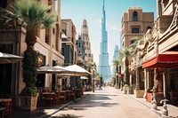 Famous Dubai city street architecture cityscape landmark. AI generated Image by rawpixel.