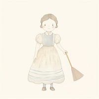 House maid character cleaning drawing holding. AI generated Image by rawpixel.