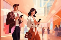 Buyers Couple Shopping standing adult bag. AI generated Image by rawpixel.