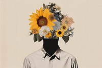 Man with flower sunflower drawing plant. AI generated Image by rawpixel.