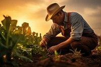Mixed race farmer doing agriculture gardening outdoors nature. AI generated Image by rawpixel.