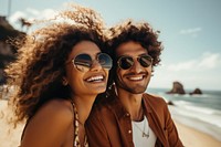 Laughing smiling summer beach. AI generated Image by rawpixel.