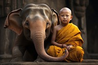 Elephant monk wildlife animal. AI generated Image by rawpixel.