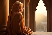 Hijab adult woman contemplation. 