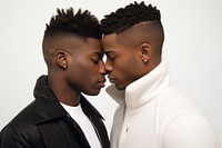 Black gay couple portrait kissing adult. AI generated Image by rawpixel.