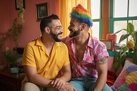 Latinx gay couple adult love togetherness. AI generated Image by rawpixel.