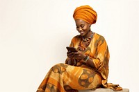 African woman sitting portrait holding. AI generated Image by rawpixel.