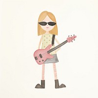 Rockstar girl character guitar child representation. 