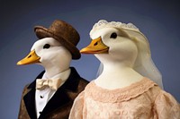 Duck wearing victoria clothes animal wedding bride. AI generated Image by rawpixel.