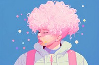 A girl wearing cotton candy instead of cloth portrait photography astronomy. AI generated Image by rawpixel.