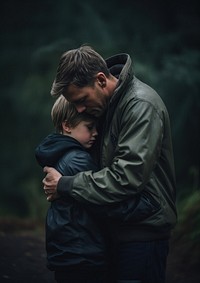 A boy hugging his dad adult affectionate togetherness. AI generated Image by rawpixel.