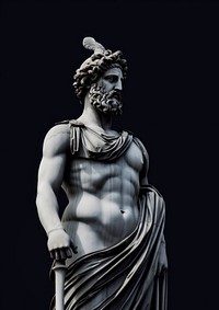 An ancient greek aesthetic sculpture of greek god statue art black background. AI generated Image by rawpixel.