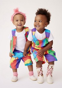 A two little black kids in colorful outfit photography footwear portrait. AI generated Image by rawpixel.
