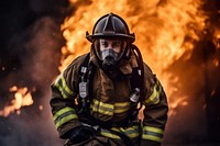 A firefighter running carry a woman with full uniform helmet adult extinguishing. AI generated Image by rawpixel.