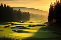A golf field landscape mountain outdoors. AI generated Image by rawpixel.