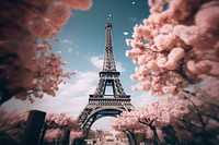 An eiffel architecture building blossom. 