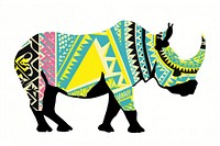 African tribal pattern rhino mammal animal art. AI generated Image by rawpixel.