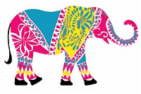 African tribal pattern elephant mammal art white background. AI generated Image by rawpixel.