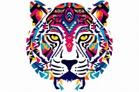 African tribal pattern tiger drawing art white background. AI generated Image by rawpixel.