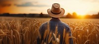 Male farmer and the wheat field landscape outdoors nature. AI generated Image by rawpixel.