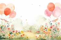 Garden party birthday painting balloon flower. AI generated Image by rawpixel.