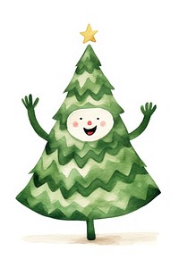 Pine tree dancing christmas white background anthropomorphic. AI generated Image by rawpixel.