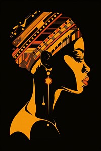 African tribal girl head drawing art illustrated. AI generated Image by rawpixel.