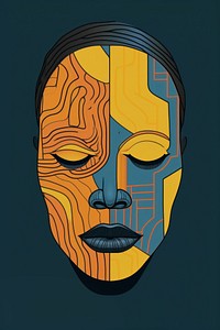 African woman head masks drawing sketch art. AI generated Image by rawpixel.