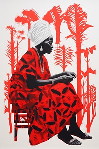 African tribal grandma art painting drawing. AI generated Image by rawpixel.