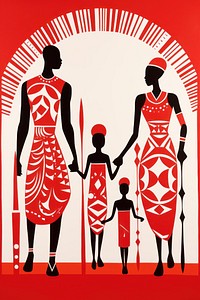 African tribal family art silhouette poster. 