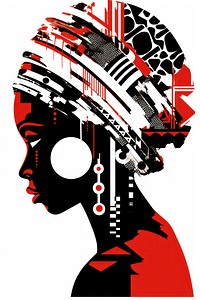 African tribal woman silhouette art graphics. AI generated Image by rawpixel.